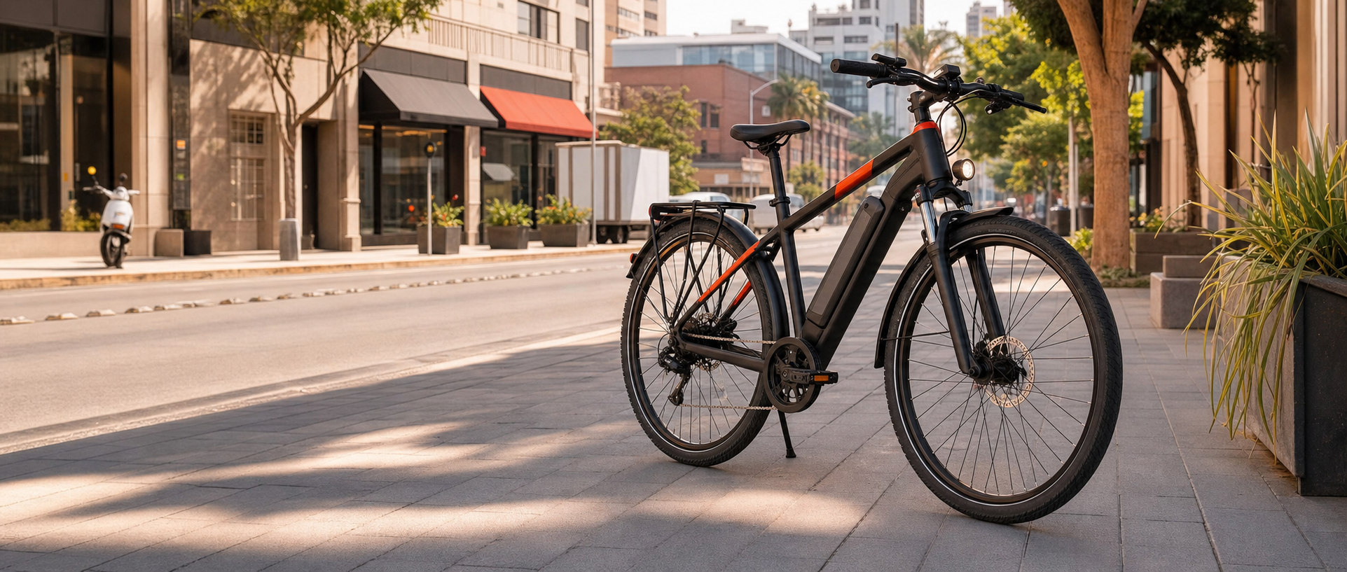 Bicicleta eléctrica NAVOX en ciudad